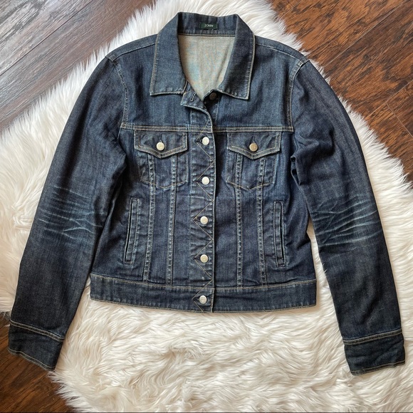 J.Crew Dark Wash Button Front Denim Jacket - Picture 1 of 7